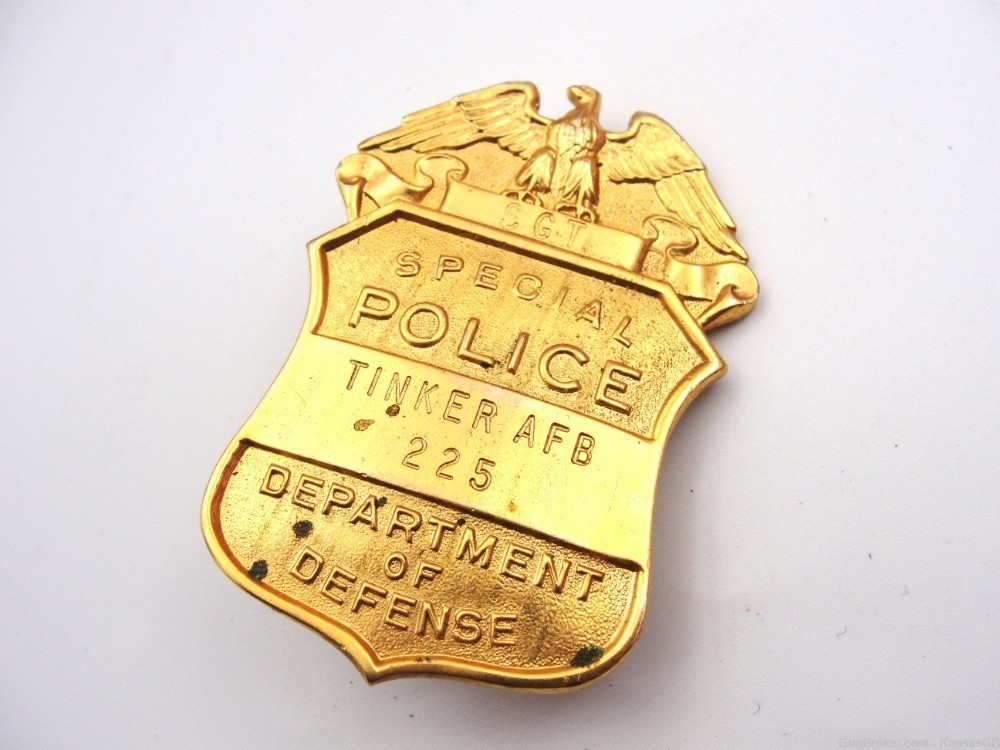 Vintage obsolete Tinker AFB special police badge-img-0