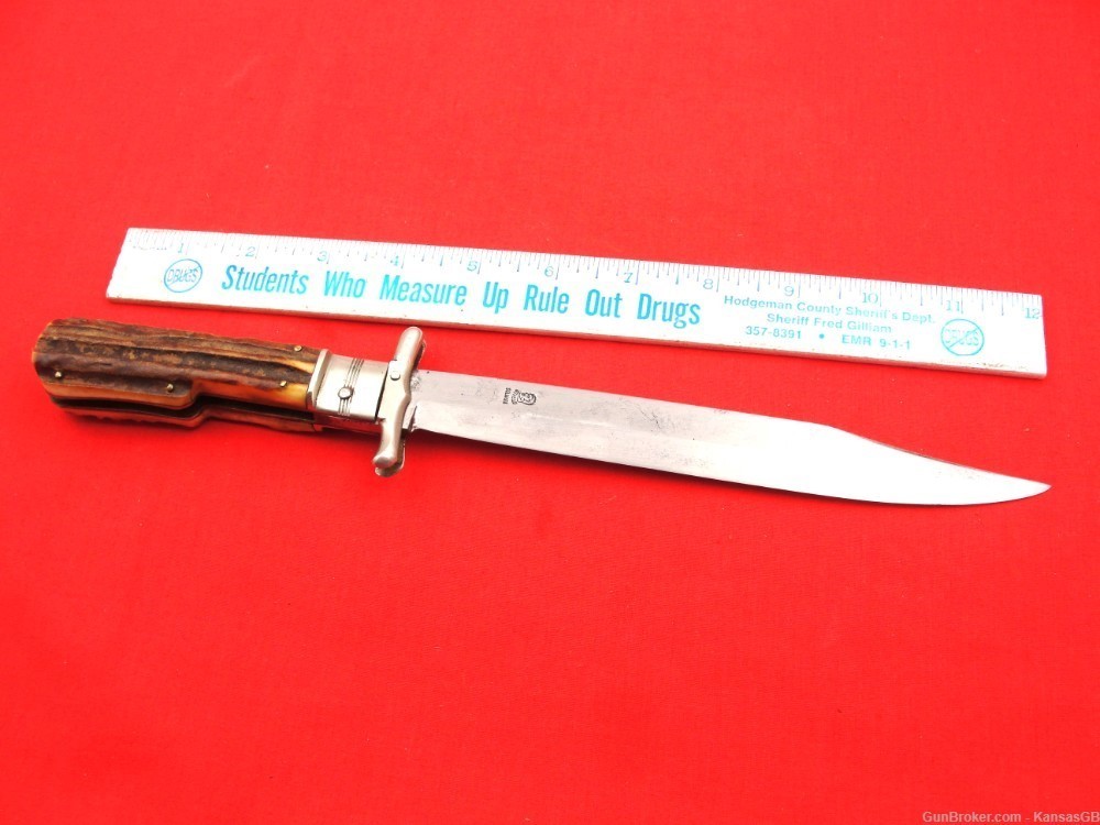 Anton Winger JR Othello folding knife stag handles w/sheath-img-6