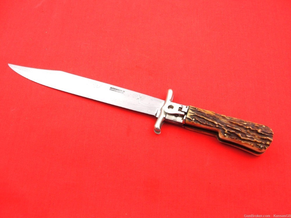 Anton Winger JR Othello folding knife stag handles w/sheath-img-1