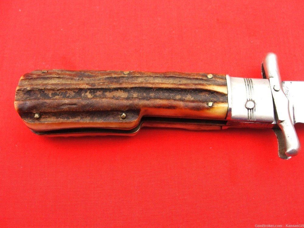 Anton Winger JR Othello folding knife stag handles w/sheath-img-4