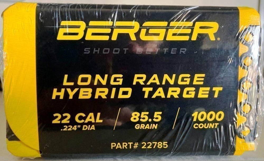 BERGER BULLETS 22785 85.5 GR .223 LONG RANGE HYBRID UNOPENED BOX OF 1000-img-1