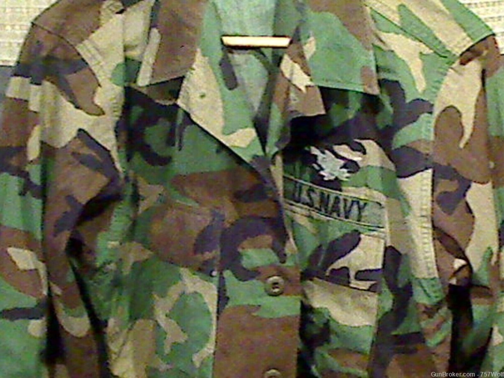 2 US Navy Woodland Camo Shirts (Jackets) Medium-Short Closeout (42" Chest)-img-4