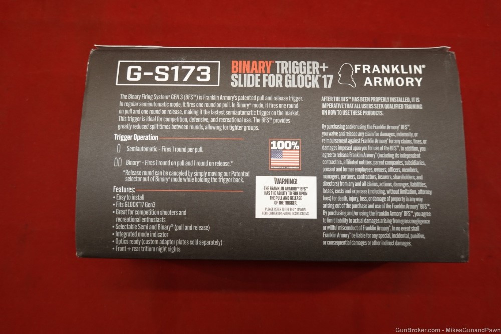 Franklin Armory Binary Trigger & Slide for Glock 17 Gen 3 - 9mm - G-S173-img-7