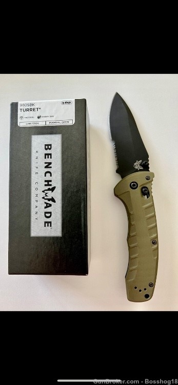 Benchmade Turret AXIS Lock Folding Serrated Knife 980SBK-img-0