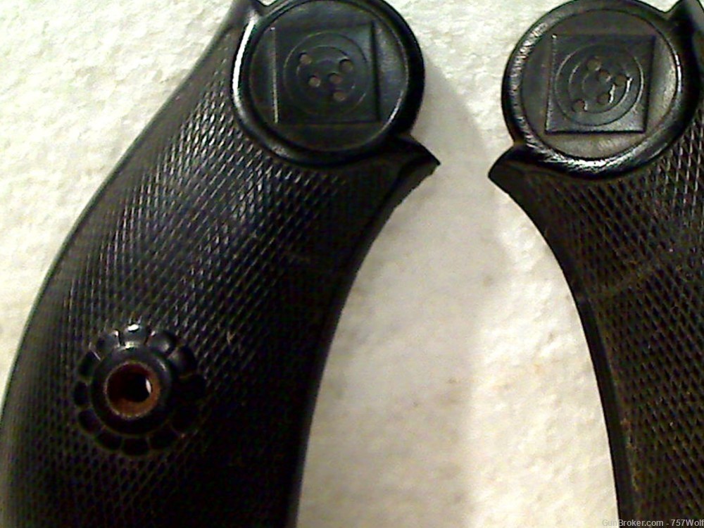 Vintage Used Black Polymer Derringer Pistol Grips Some Damage .44 Cal. (?)-img-1