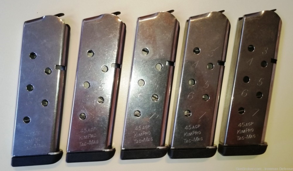 Lot of Five 45 ACP 8-rd 1911 Magazines. Kimber Pro in Ace Case-img-0