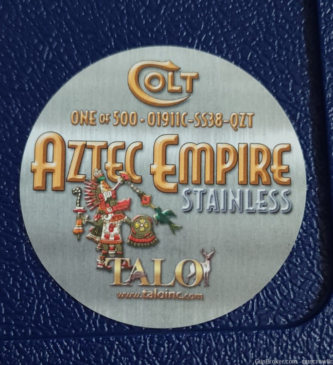 Colt TALO Aztec Empire Stainless 1911 SS 38 Super O1911C-SS38-QTZ Layaway-img-2