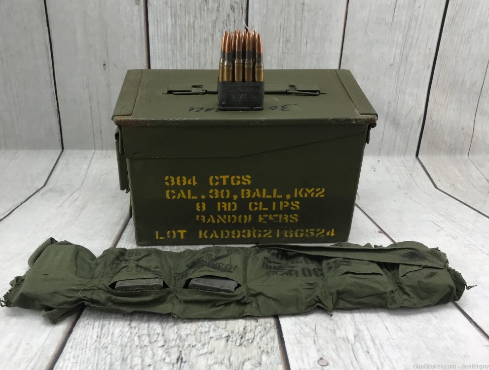 384 Rounds-Military Surplus 30-06 M2 Ball Bandolier on Clips-M1 Garand Ammo-img-0