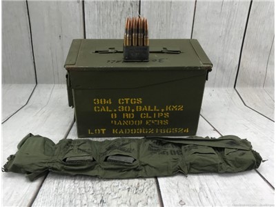 384 Rounds-Military Surplus 30-06 M2 Ball Bandolier on Clips-M1 Garand Ammo