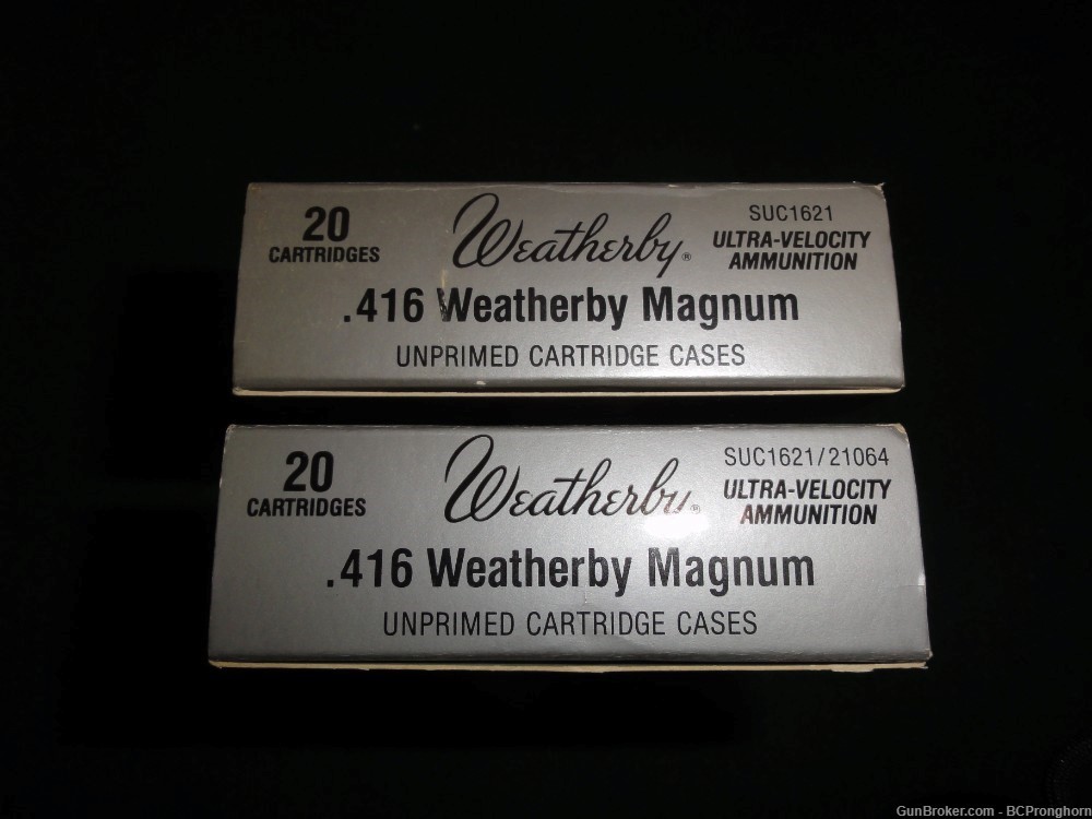 40 Rnds New, Unfired Weatherby Brass for .416 Weatherby Magnum-img-1