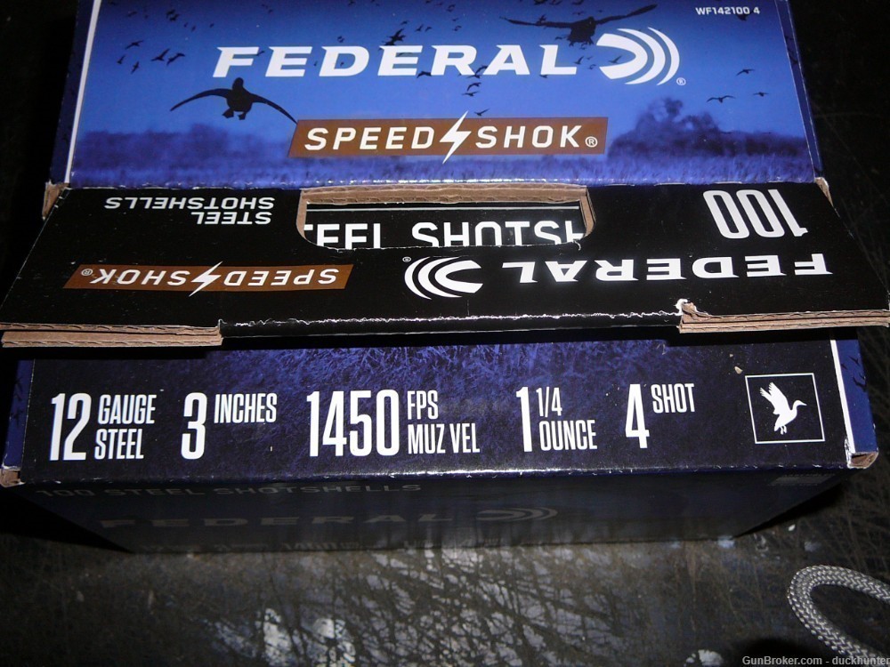 FEDERAL 12 GA 3 INCH SPEED/SHOK 1&1/4 OZ 4'S 100 ROUNDS-img-0
