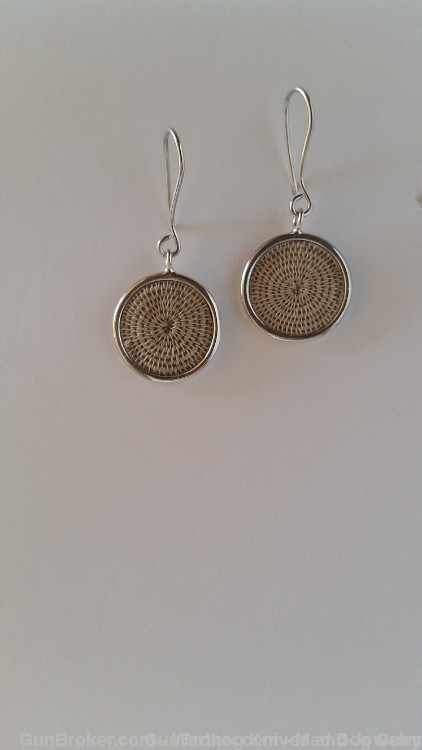 Tintsaba Swaziland Sterling Silver and Beige Disk Earrings. TS5A.-img-0
