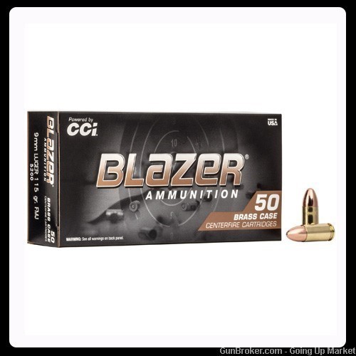 50 Rounds CCI Blazer Brass 9mm 115 grain FMJ 5200-img-0