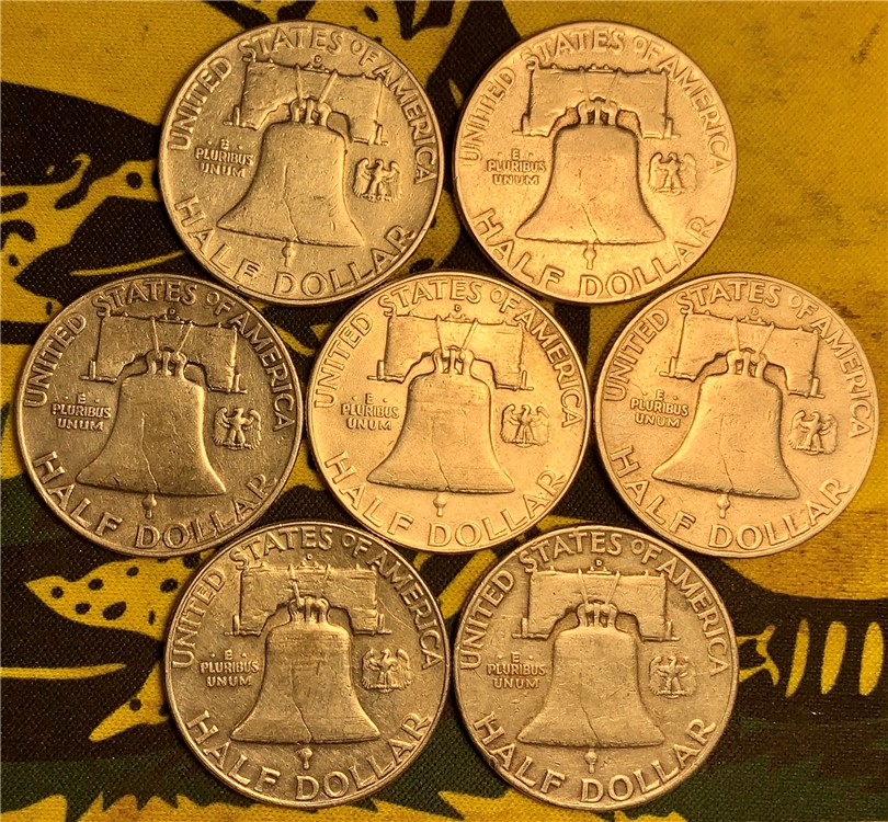 Silver Eagles Liberty Half Dollars Quarters Dimes Franklins 37 Coin Lot-img-3