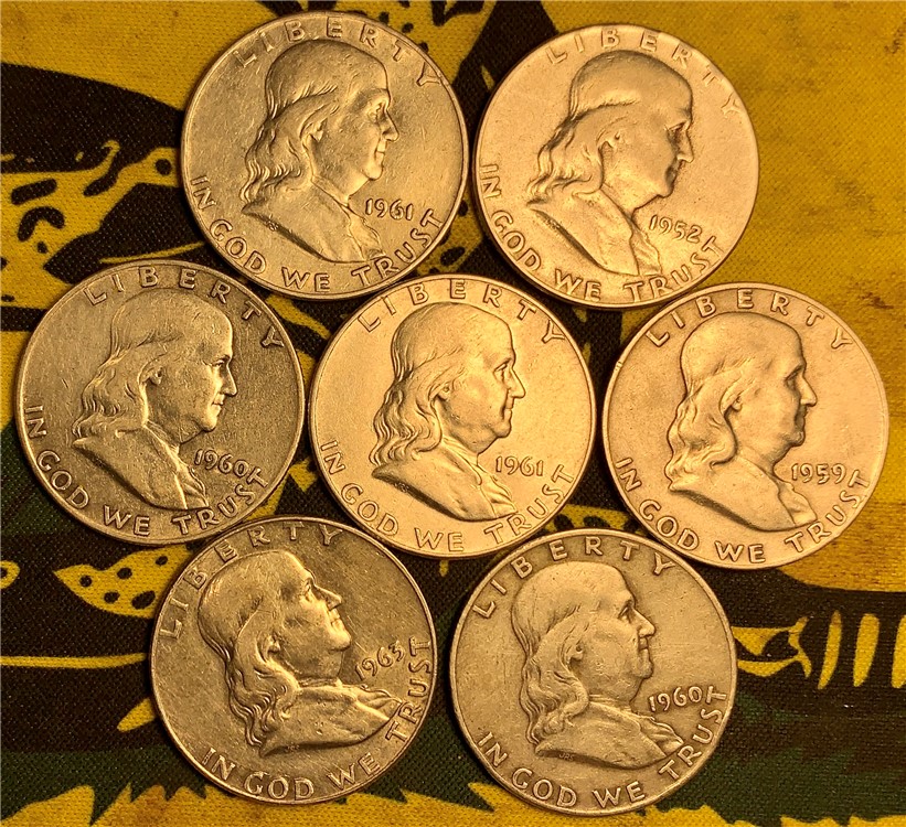 Silver Eagles Liberty Half Dollars Quarters Dimes Franklins 37 Coin Lot-img-2