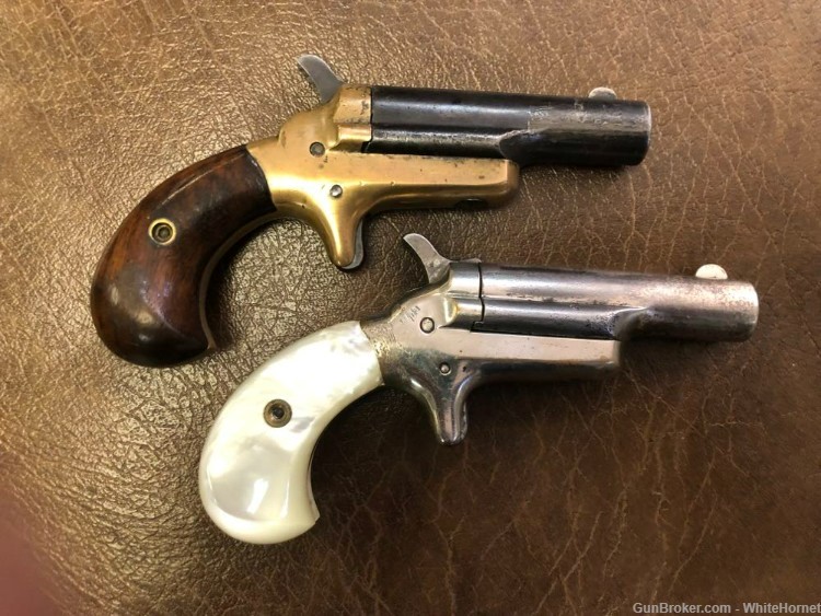 PAIR Colt Thuer 3rd Model Derringer 41RF Rimfire Nickel+Brass-img-0