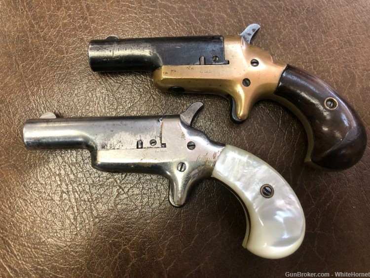 PAIR Colt Thuer 3rd Model Derringer 41RF Rimfire Nickel+Brass-img-1