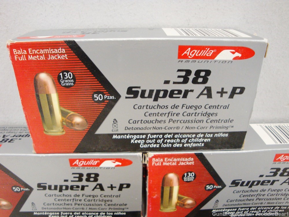 Lot Of 350 Rounds Of Aguila .38 Super +P FMJ   -img-1