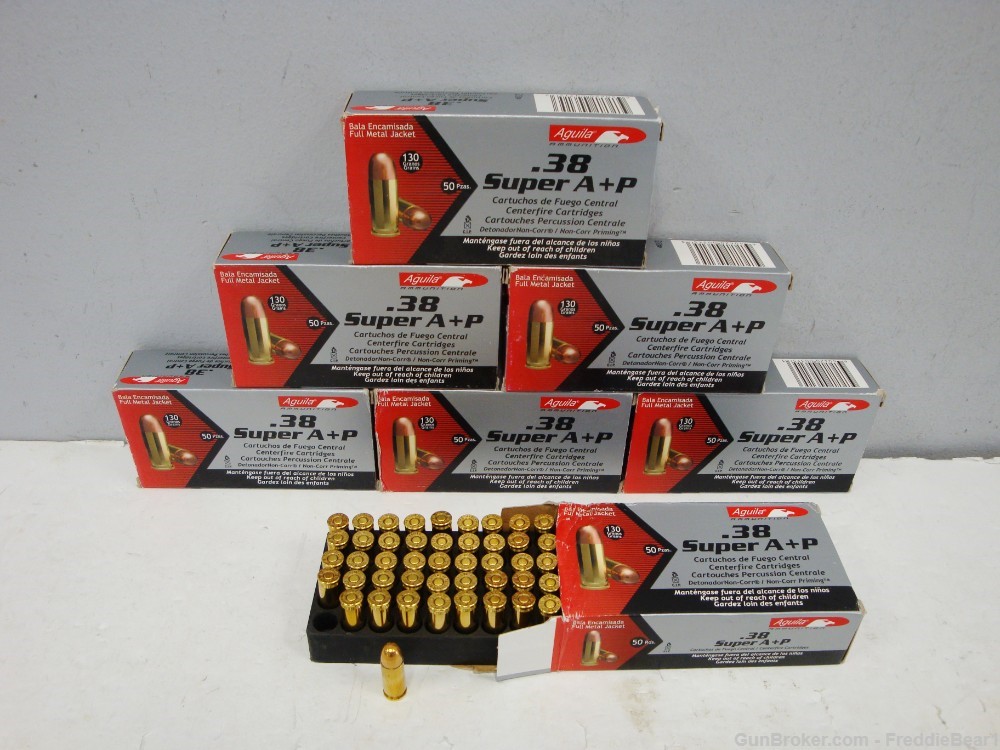 Lot Of 350 Rounds Of Aguila .38 Super +P FMJ   -img-0