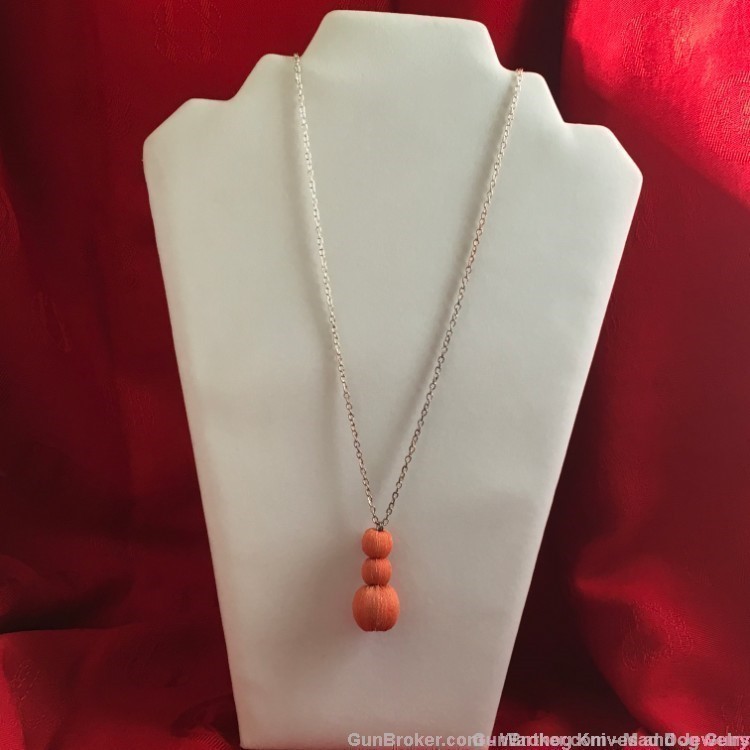 Tintsaba Swaziland Necklace, Coral Sisal Wrapped Beads. 42" Long. TS7-img-0