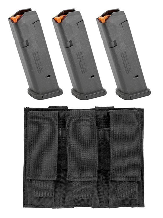 Set of 3 MAGPUL GL9 17Rd 9mm Magazine + Mag Pouch fits Glock 17 19 19X 34-img-0