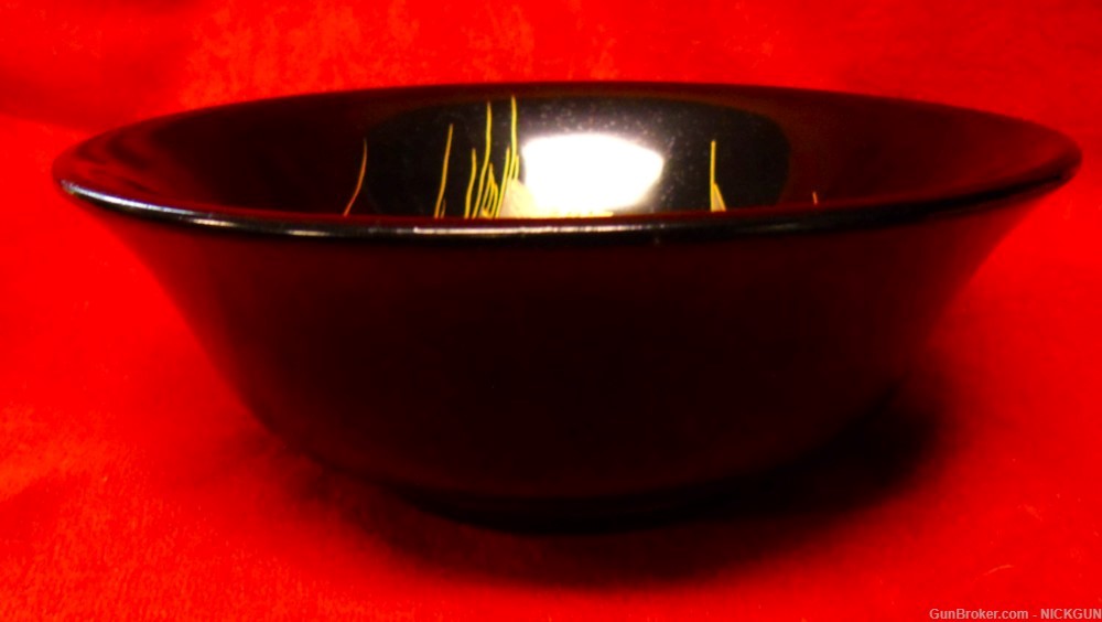 Vintage Japanese Black lacquer hand painted Tea bowl.-img-2