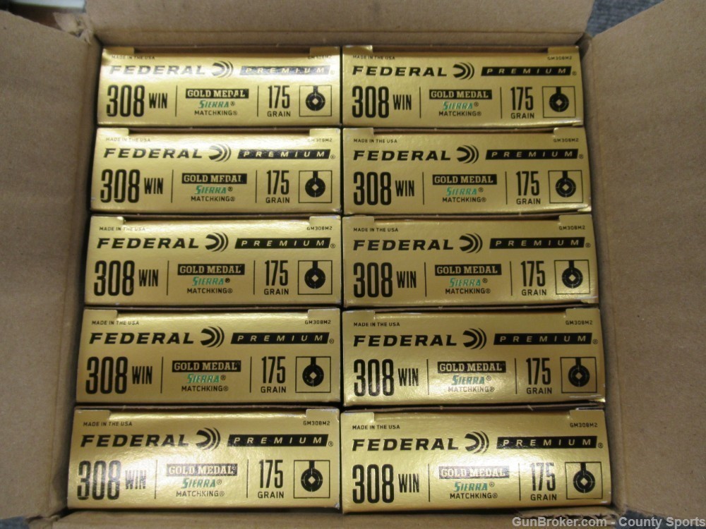 Federal 308 Wim 175gr BTHP Gold Medal GM308M2 200 rounds-img-1