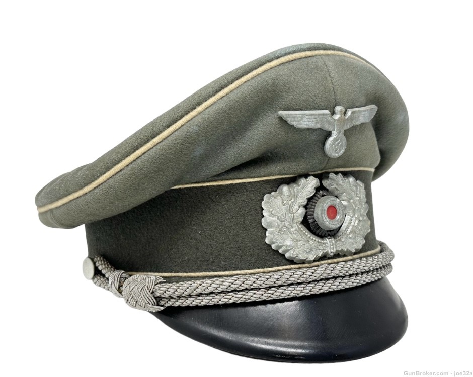WW2 German heer army Officer Infantry Visor WWII uniform hat NAMED -img-1