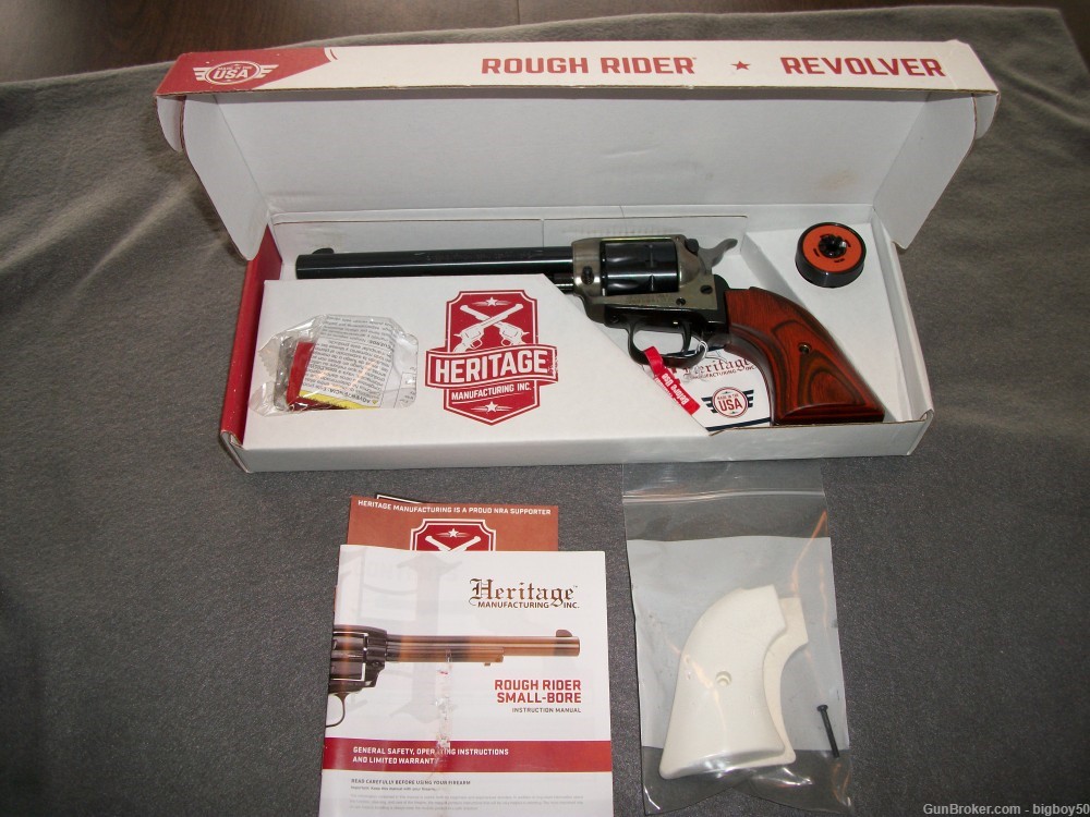 HERITAGE ROUGH RIDER .22 LR & .22 WMR COMBO 9 SHOT NEW IN BOX & IVORY GRIPS-img-0