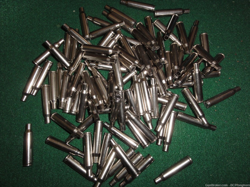 100 Rnds New, Unfired Primed FC Nickel Brass for .257 Roberts +P  -img-0