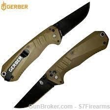 GERBER Haul Coyote Brown 30-001680 Plain Edge Assisted Open Folding Knife-img-0