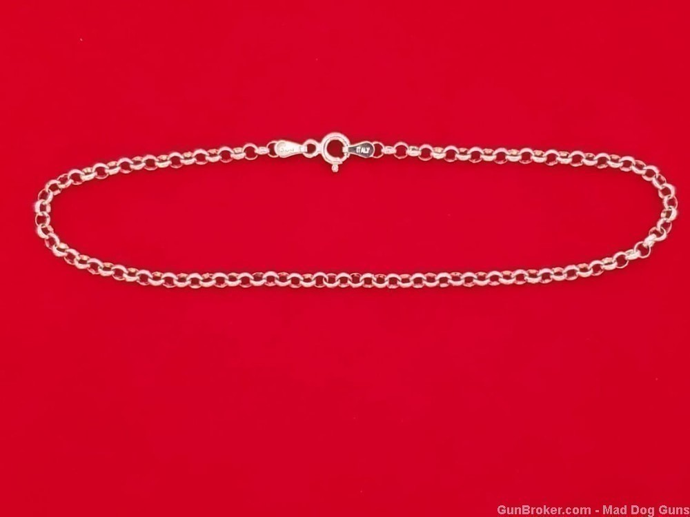 925 Sterling Silver Rhodium Plated Chain ANKLE BRACELET. 10"L.S66.*REDUCED*-img-0