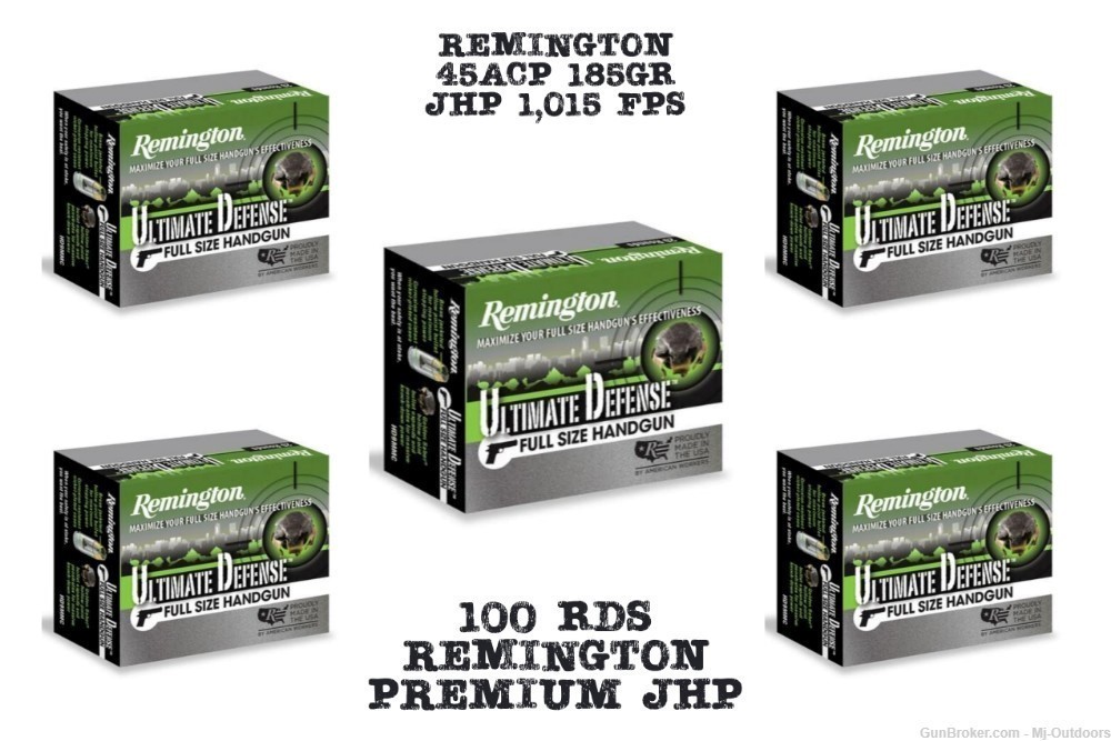 Remington Ultimate Defense 45acp 185gr JHP Ammunition 100rds-img-0