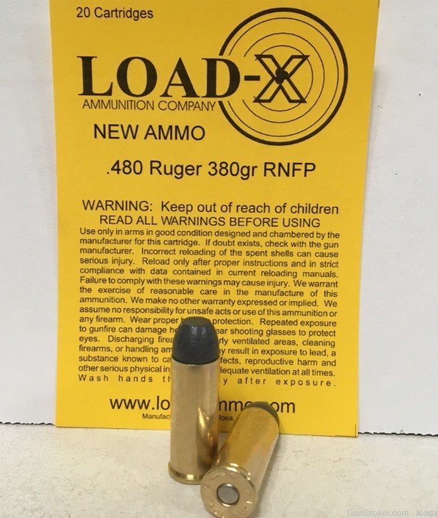 .480 Ruger 380gr RNFP, 20 Rounds, New Ammunition-img-0