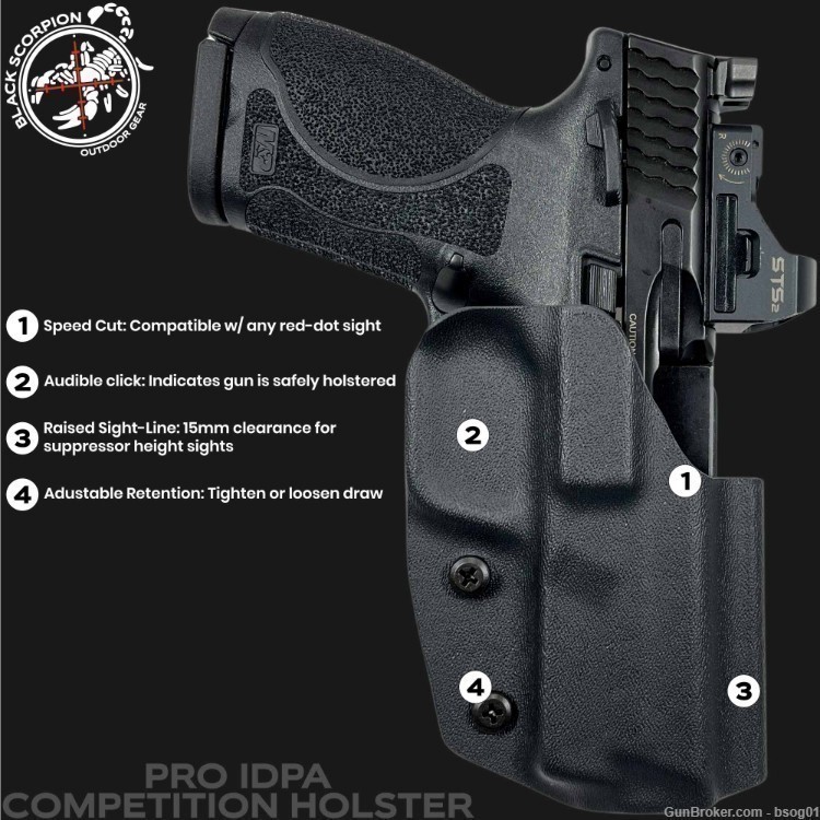 Black Scorpion Gear Glock 45 Pro IDPA Competition Holster - Carbon Fiber-img-5