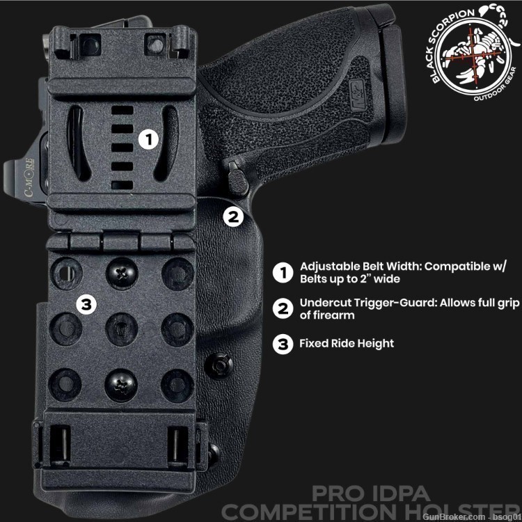 Black Scorpion Gear Glock 45 Pro IDPA Competition Holster - Carbon Fiber-img-6
