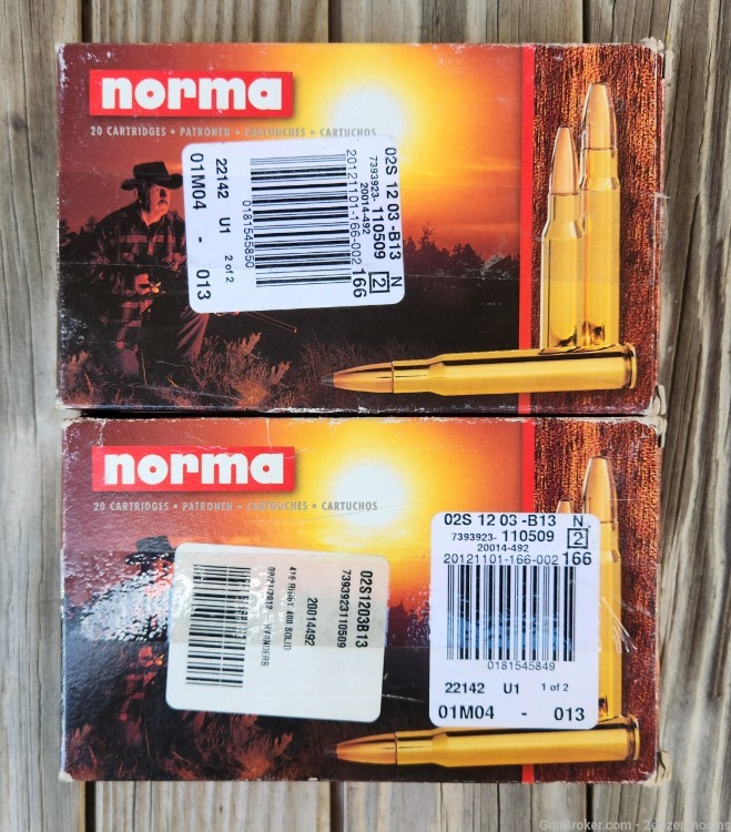 Norma 416 Rigby 400 Grain Barnes Solid 40 Rounds 11050-img-1