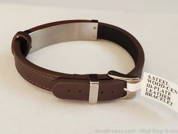 ITALGEM STEEL Men's Leather and Wood Bracelet.8.5". SLB290 *REDUCED*-img-2