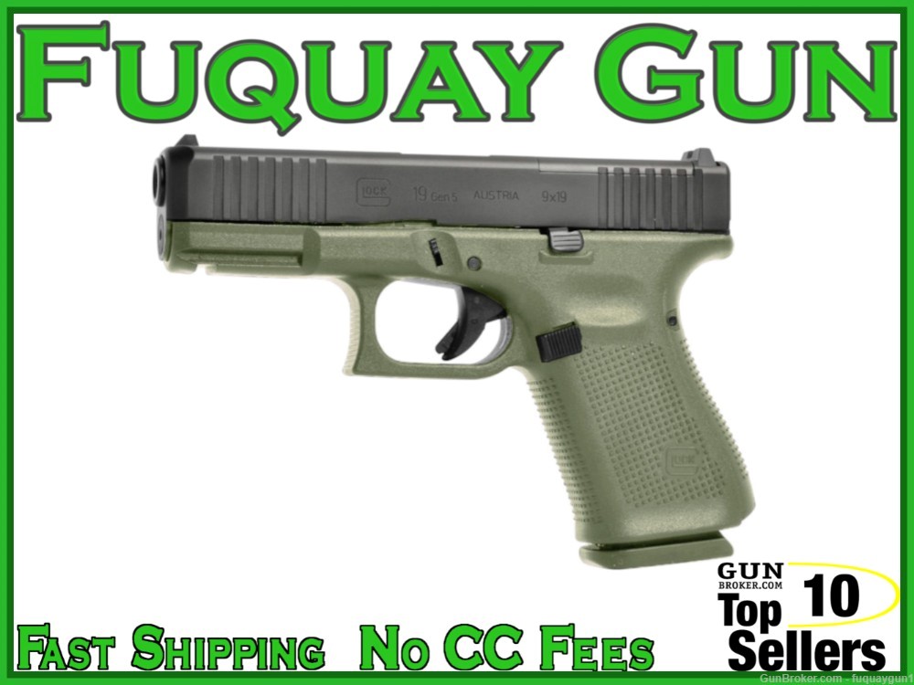 Glock 19 Gen 5 MOS Battlefield Green UA195S203MOSBFG 9mm 4.02" Glock-19 MOS-img-0