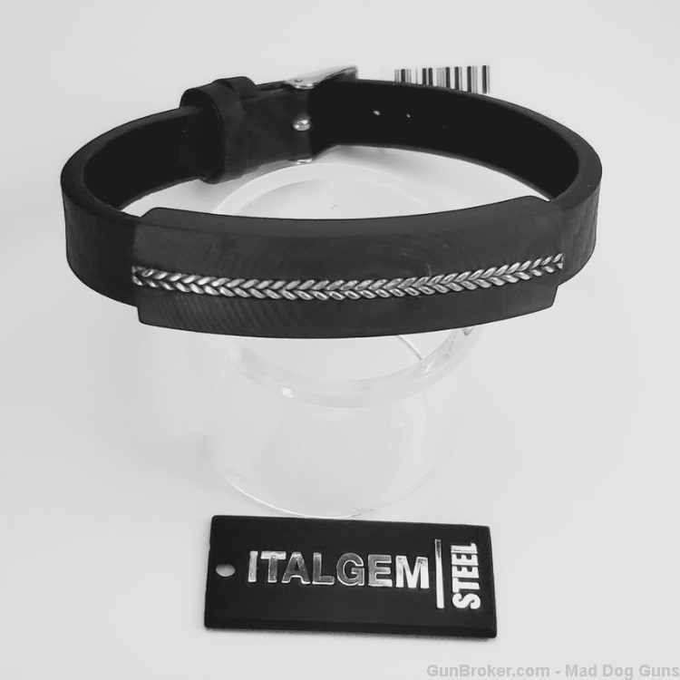 ITALGEM STEEL Men's Steel & Carbon Fibre Bracelet. 8.5" L. SLB291.*REDUCED*-img-1