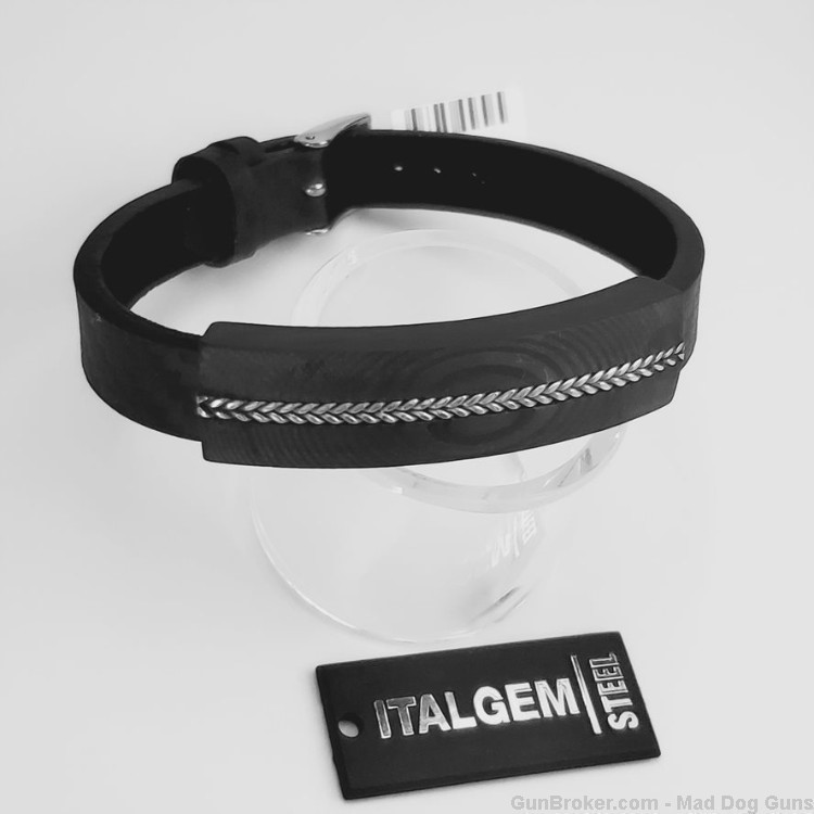 ITALGEM STEEL Men's Steel & Carbon Fibre Bracelet. 8.5" L. SLB291.*REDUCED*-img-0