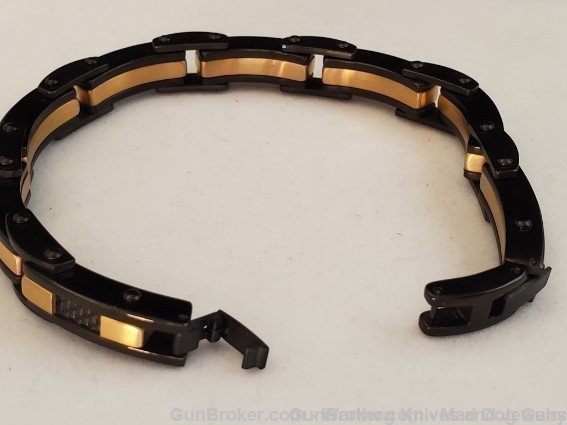 ITALGEM STEEL Men's Carbon Fibre & IP Gold Steel Bracelet. SMB142.*REDUCED*-img-1