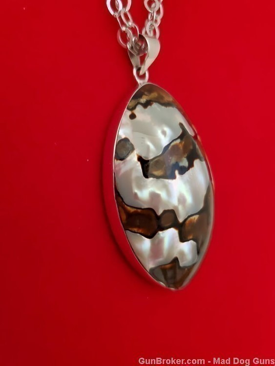 Tiger Pearl set in 925 Sterling Silver Necklace.  UNISEX.  SS43.*REDUCED*-img-2