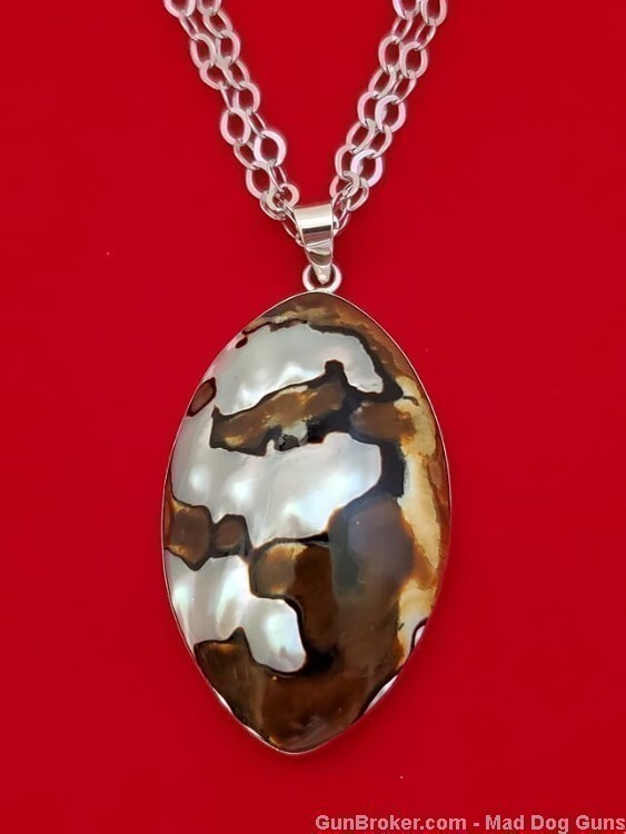 Tiger Pearl set in 925 Sterling Silver Necklace.  UNISEX.  SS43.*REDUCED*-img-0