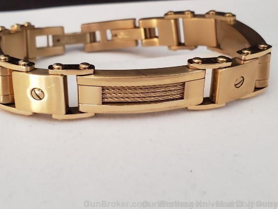 ITALGEM STEEL Men's IP Yellow Gold Steel Cable Bracelet. SMB147.  *REDUCED*-img-1