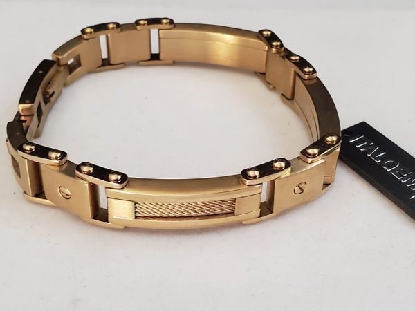ITALGEM STEEL Men's IP Yellow Gold Steel Cable Bracelet. SMB147.  *REDUCED*-img-0