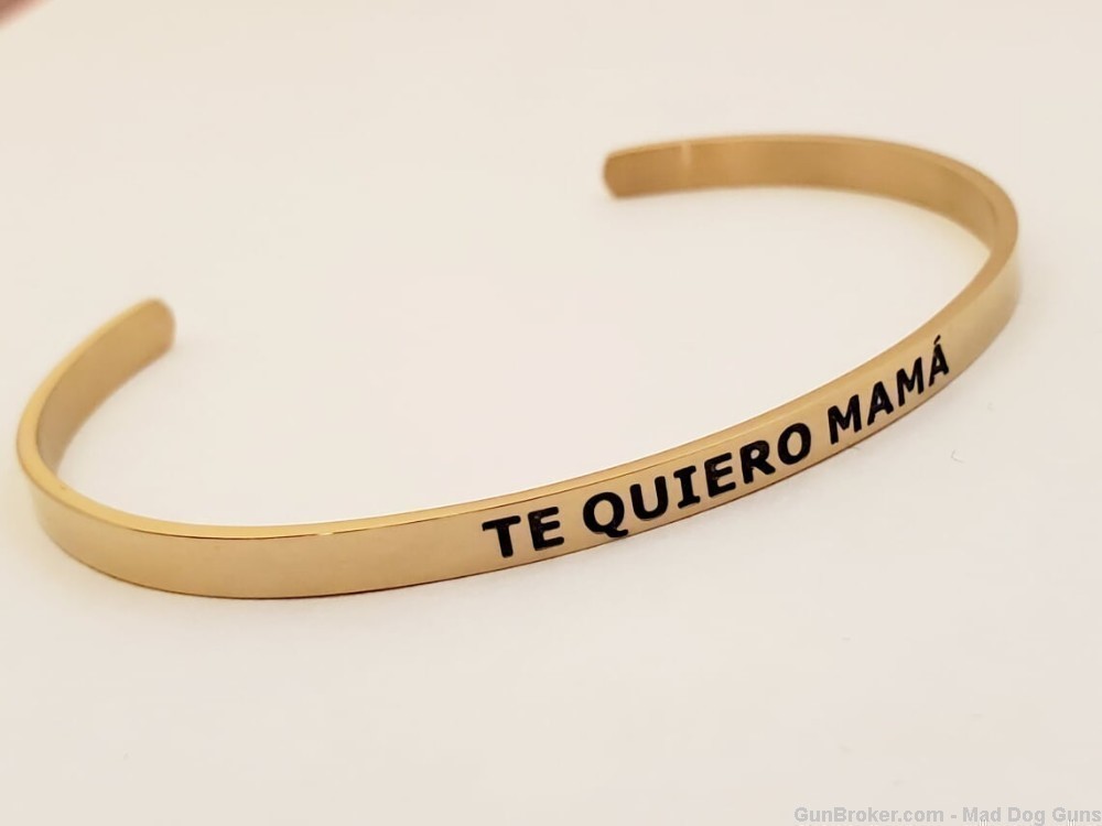 14K Gold Plated over Stainless Steel Bracelet engraved"Te Quiero Mama".SB1G-img-0