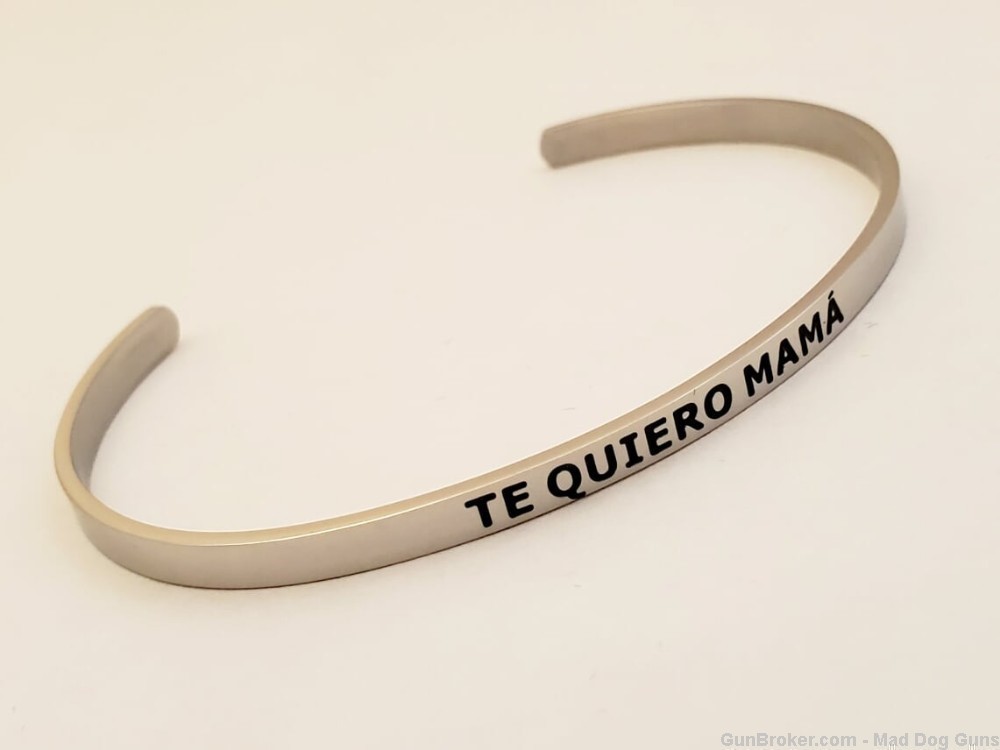 Stainless Steel Cuff Bracelet engraved "Te Quiero Mama".  SB1S.-img-0