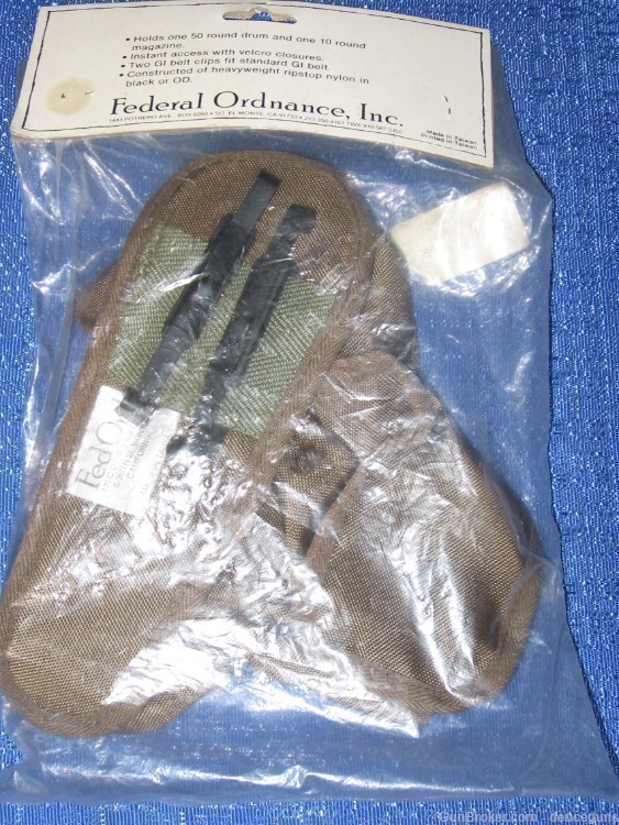 80's era Federal Ordnance Mag Pouch Ruger 10/22 50 rd Drum & 10 rd Mags OD -img-1