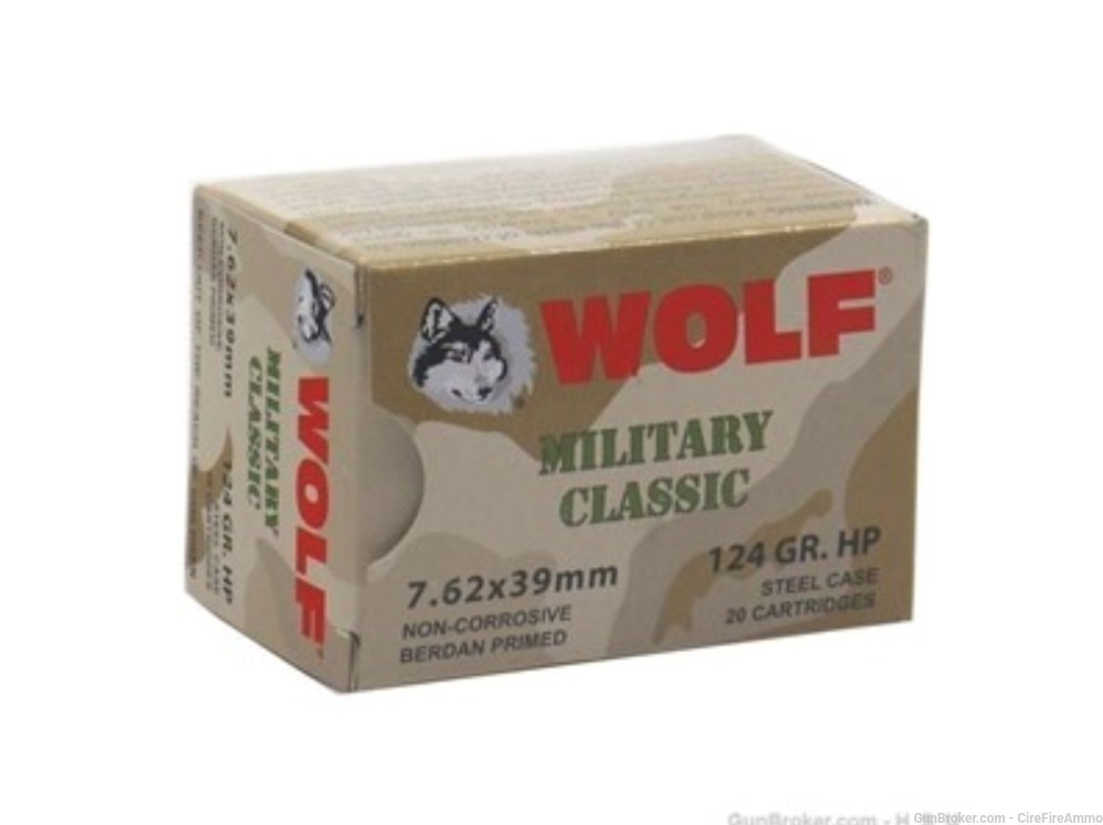 7.62x39 Wolf military classi Ammo 124 Gr JHP Steel Case 100 rds No cc fees-img-0